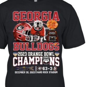 2023 Orange Bowl Champions Georgia Bulldogs 63-3 Florida State Seminoles December 30, 2023 At Hard Rock Stadium T-Shirt