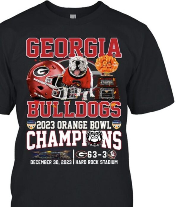 2023 Orange Bowl Champions Georgia Bulldogs 63-3 Florida State Seminoles December 30, 2023 At Hard Rock Stadium T-Shirt