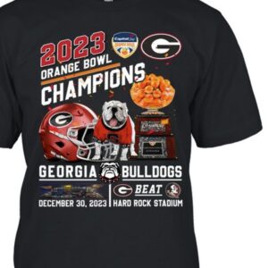 2023 Orange Bowl Champions Georgia Bulldogs Beat Florida State Seminoles December 30, 2023 Hard Rock Stadium T-Shirt