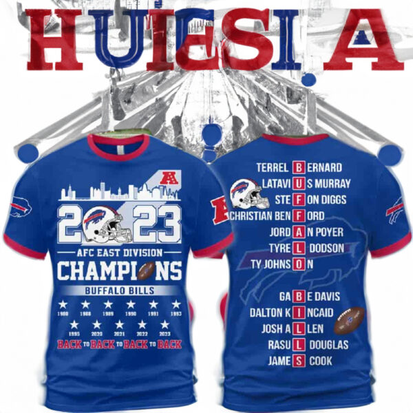 Bills 2023 AFC East Division Champs Back To Back 3D Sweatshirts