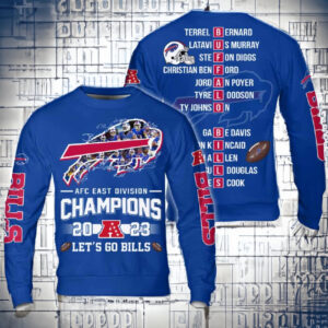 Bills 2023 AFC East Division Champs Signatures 3D Sweatshirts