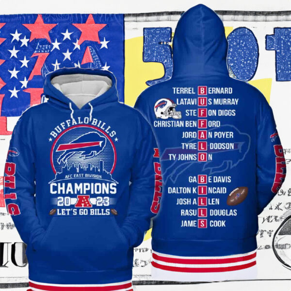 Bills AFC East Champions 3D 2023 Sweatshirt hoodie