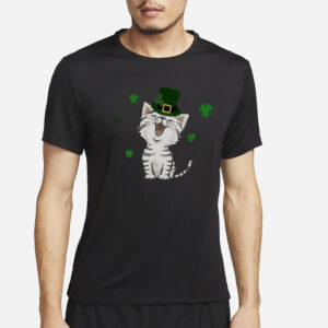 Women’S Cute Cat St. Patrick’s Day Print Casual T-Shirt2