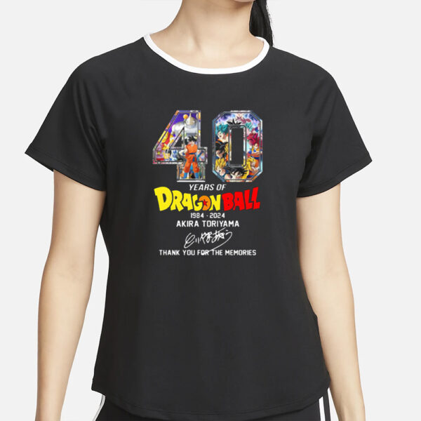 40 Years Of Dragon Ball 1984 2024 Akira Toriyama Signature Thank You For The Memories T-Shirt2