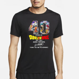 40 Years Of Dragon Ball 1984 2024 Akira Toriyama Signature Thank You For The Memories T-Shirt4