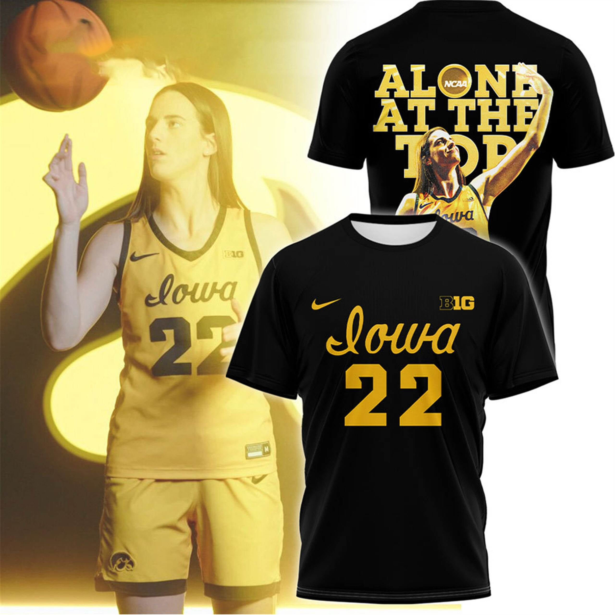 Hawkeyes Caitlin Clark 22 Alone At The Top T-Shirt