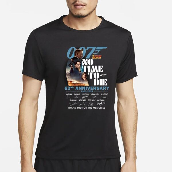 007 James Bond No Time To Die 62nd Anniversary 1962-2024 Thank You For The Memories T-Shirt4